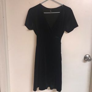Black Velour wrap around dress